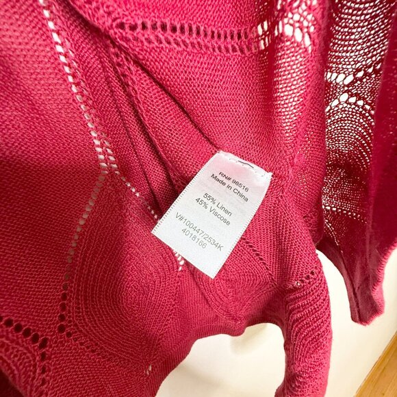 NWT Coldwater Creek Bateau Linen Blend Poncho Red Short Sleeve Sweater XL/1X - Picture 10 of 12